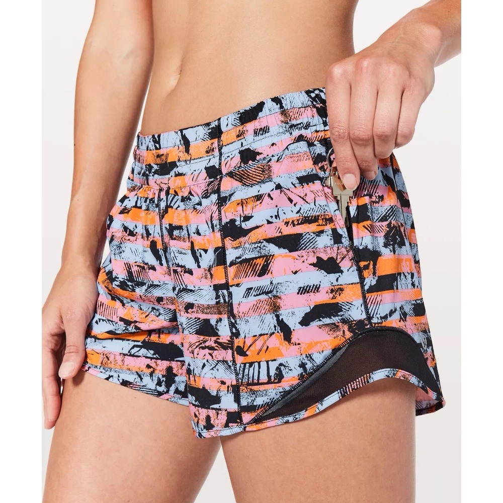 Lululemon Hotty Hot Short II Inversion Multi Black Running Shorts Size 8 Tall